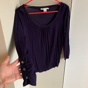 Plum flowy top with little buttons on sleeve